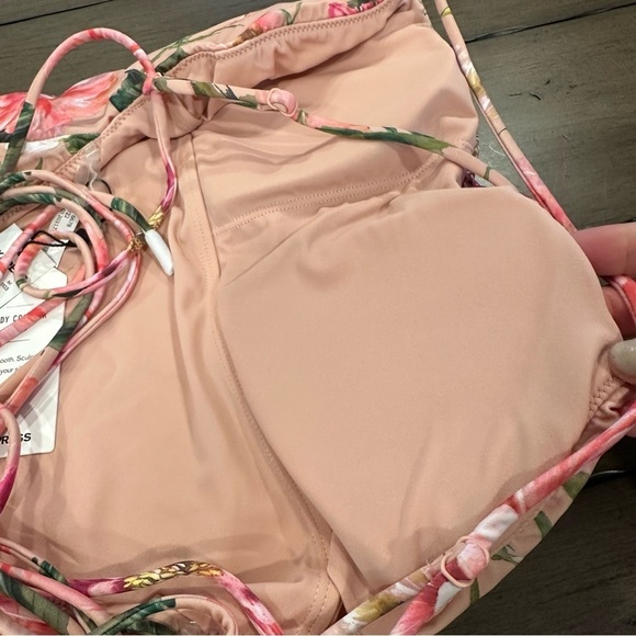 NWT Express Pink Floral Strappy Lace-Up Body Contour One-Piece Swimsuit #S01 - Picture 15 of 15